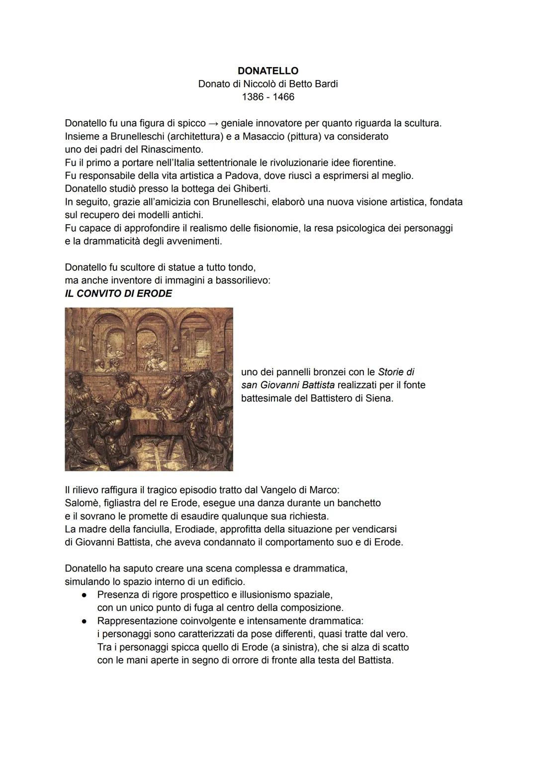 DONATELLO
Donato di Niccolò di Betto Bardi
1386-1466
Donatello fu una figura di spicco → geniale innovatore per quanto riguarda la scultura.