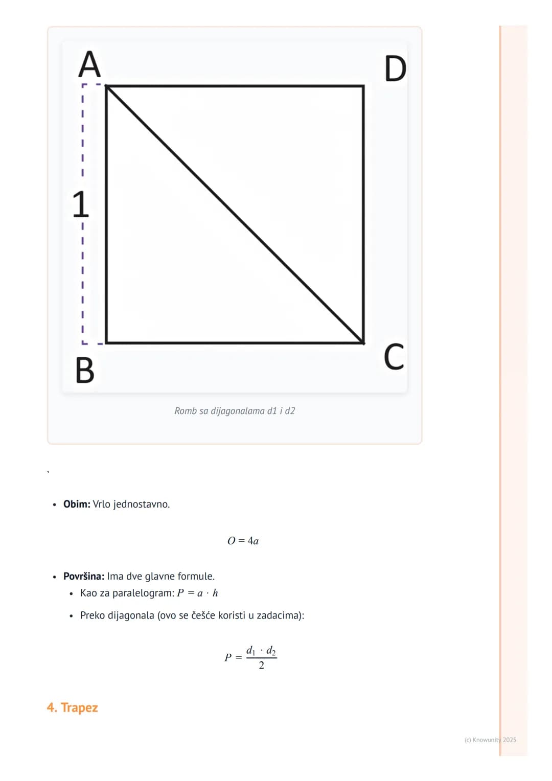 # Obim i površina trougla i
četvorougla
Uvod i podsećanje
Obim i površina su osnovne veličine za opisivanje geometrijskih figura. Obim je