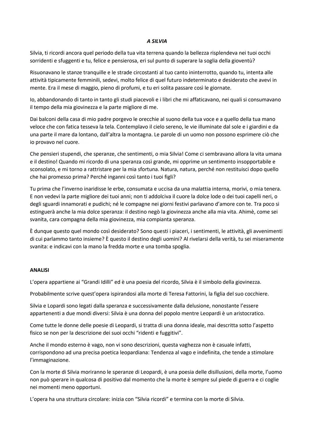 A SILVIA
Silvia, ti ricordi ancora quel periodo della tua vita terrena quando la bellezza risplendeva nei tuoi occhi
sorridenti e sfuggenti