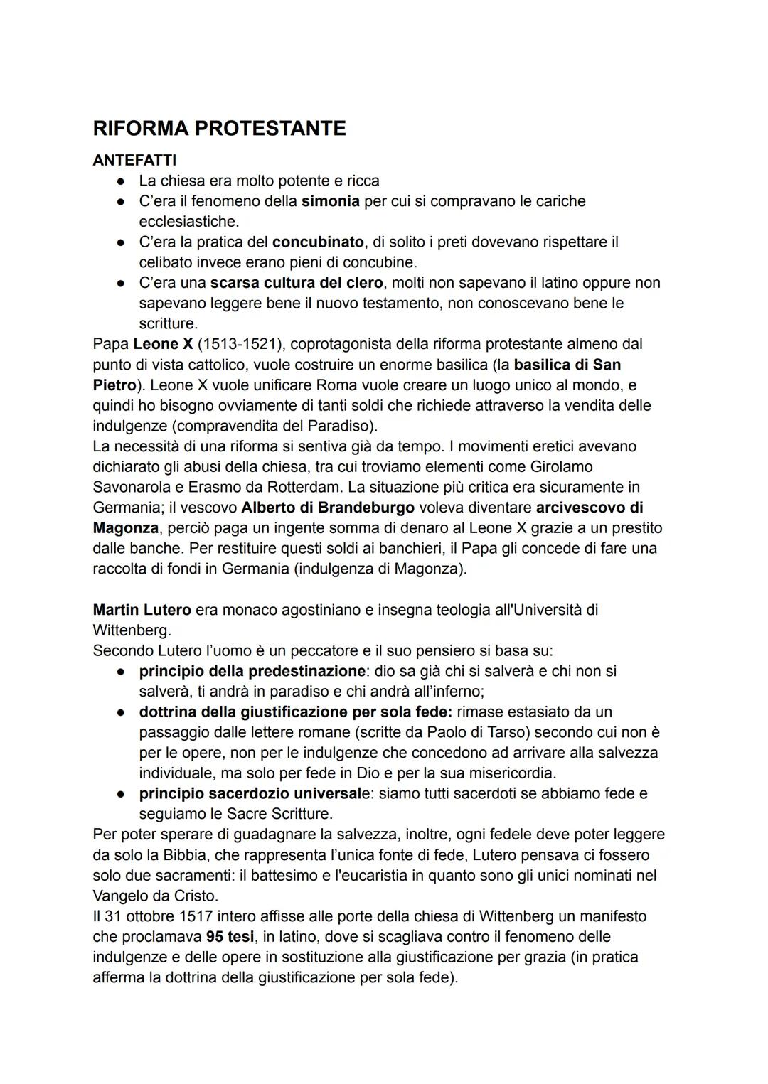 # RIFORMA PROTESTANTE
ANTEFATTI
- La chiesa era molto potente e ricca
- C'era il fenomeno della simonia per cui si compravano le cariche
e