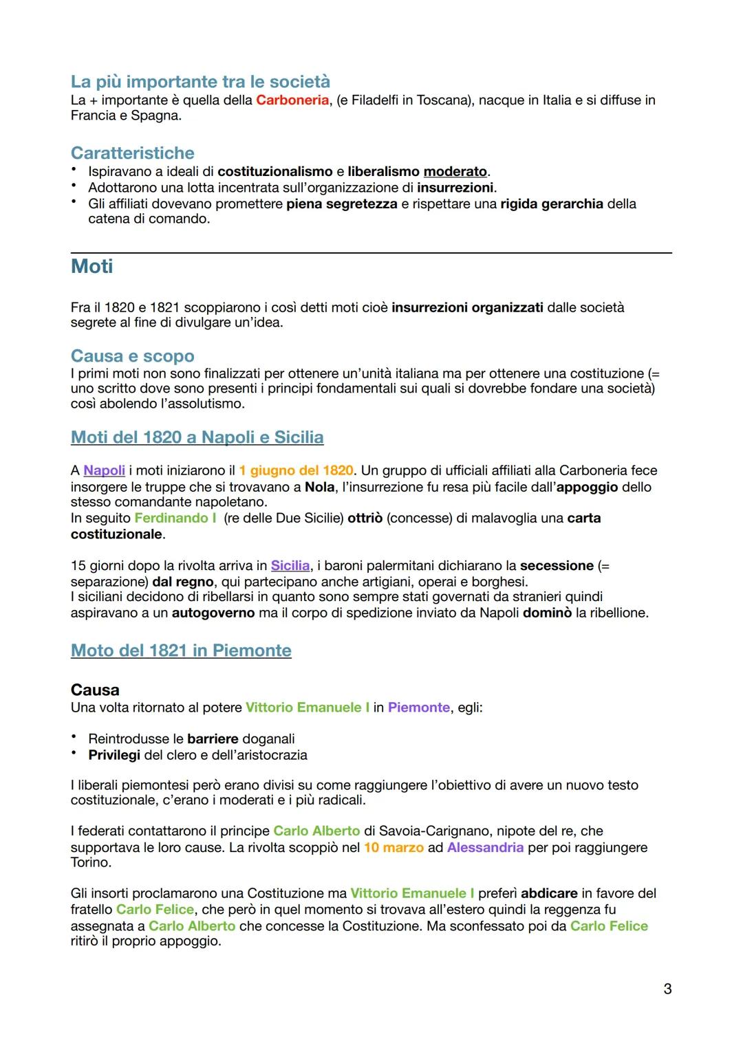 # La Restaurazione e i moti liberali
## Congresso di Vienna
Nel 1° Novembre del 1814 si aprono i lavori del congresso di Vienna. Promotore