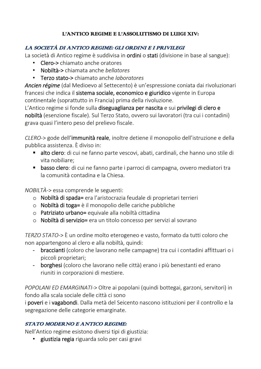 L’ANTICO REGIME E L’ASSOLUTISMO DI LUIGI XIV: