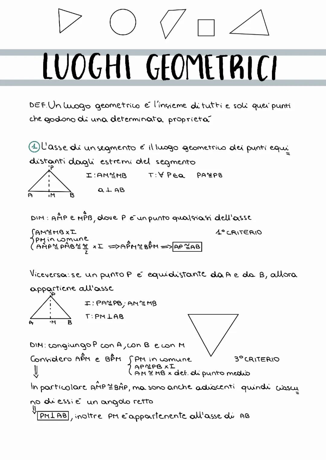 Luoghi geometrici, corde, circonferenza,  tangenti