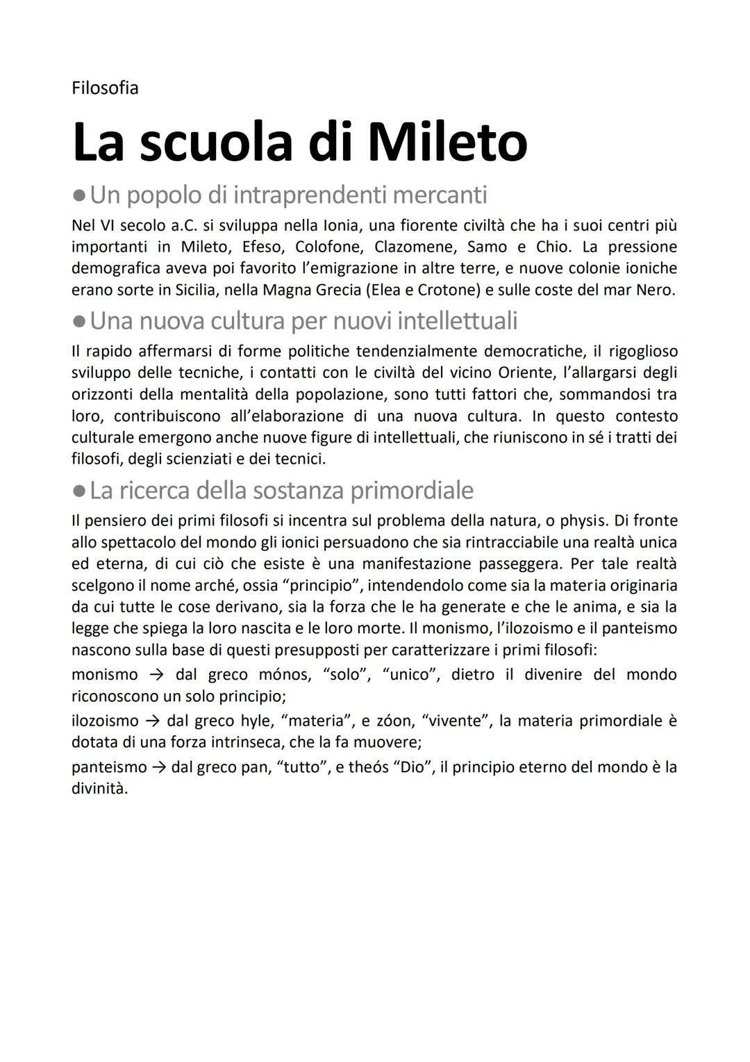 La scuola di Mileto (Talete, Anassimene e Anassimandro)