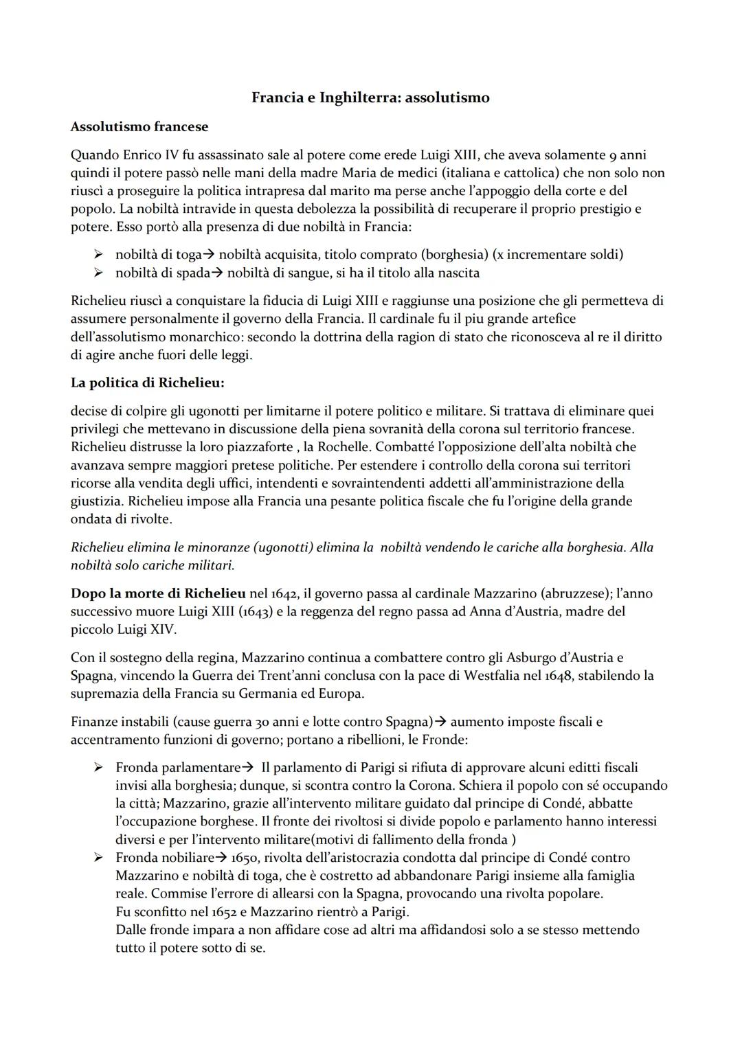 # Assolutismo francese
# Francia e Inghilterra: assolutismo
Quando Enrico IV fu assassinato sale al potere come erede Luigi XIII, che avev