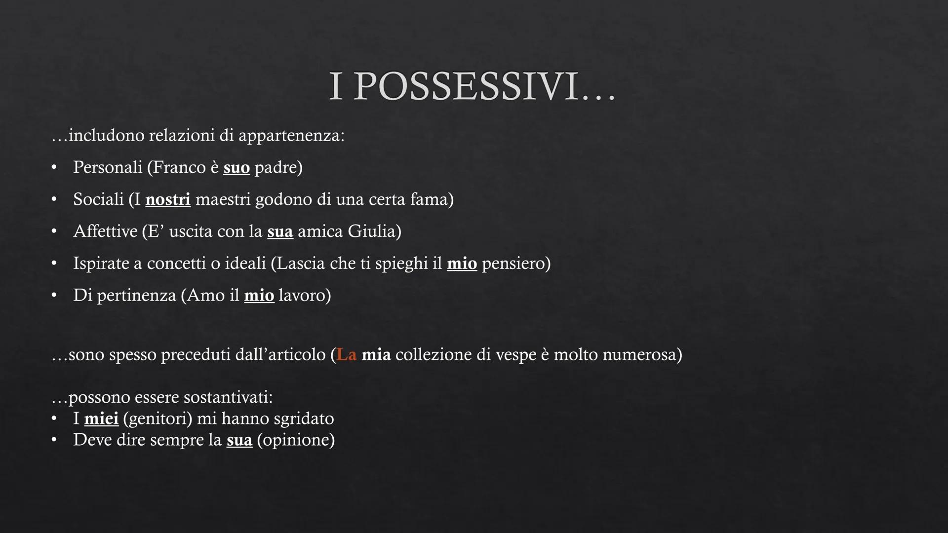 GLI AGGETTIVI
TIPI E FUNZIONI Si riferisce al nome
in maniera diretta
Gli aggettivi hanno funzione:
attributiva o predicativa
Certi sogni as