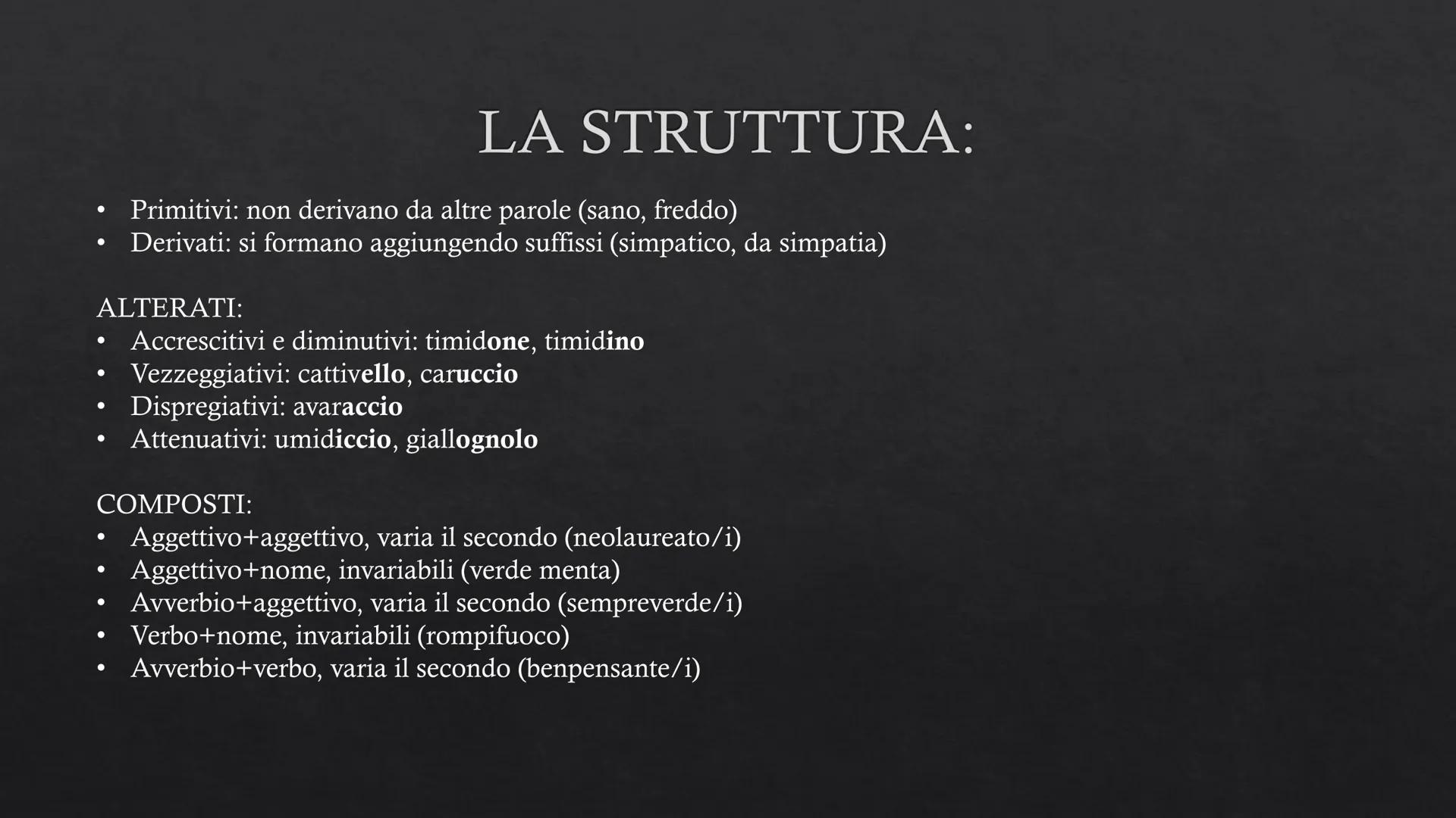 GLI AGGETTIVI
TIPI E FUNZIONI Si riferisce al nome
in maniera diretta
Gli aggettivi hanno funzione:
attributiva o predicativa
Certi sogni as