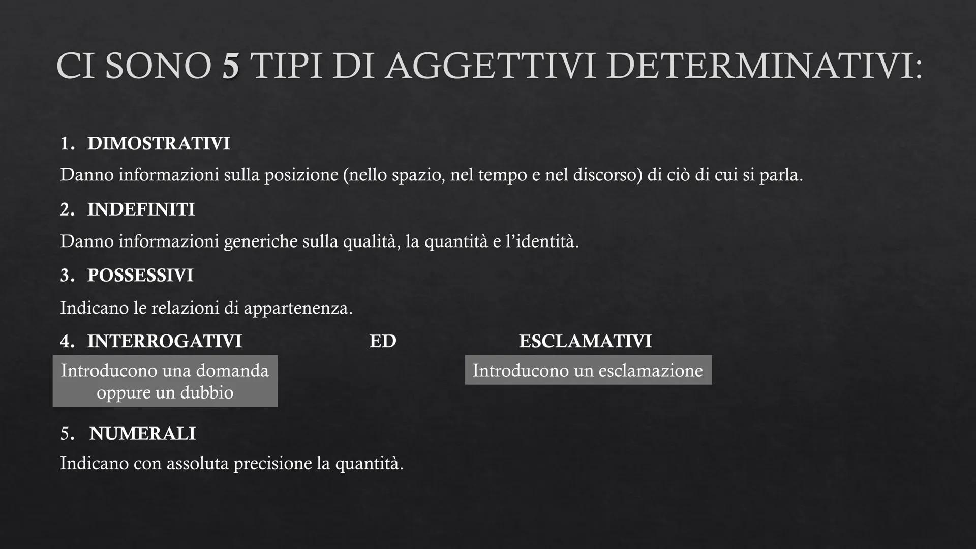 GLI AGGETTIVI
TIPI E FUNZIONI Si riferisce al nome
in maniera diretta
Gli aggettivi hanno funzione:
attributiva o predicativa
Certi sogni as