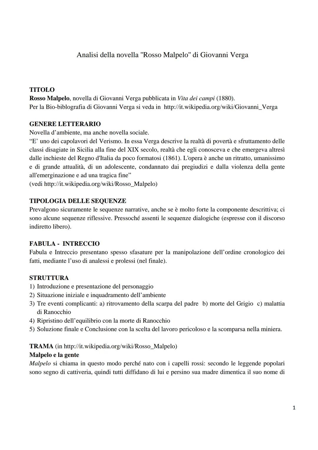 Analisi della novella "Rosso Malpelo" di Giovanni Verga
TITOLO
Rosso Malpelo, novella di Giovanni Verga pubblicata in Vita dei campi (1880)