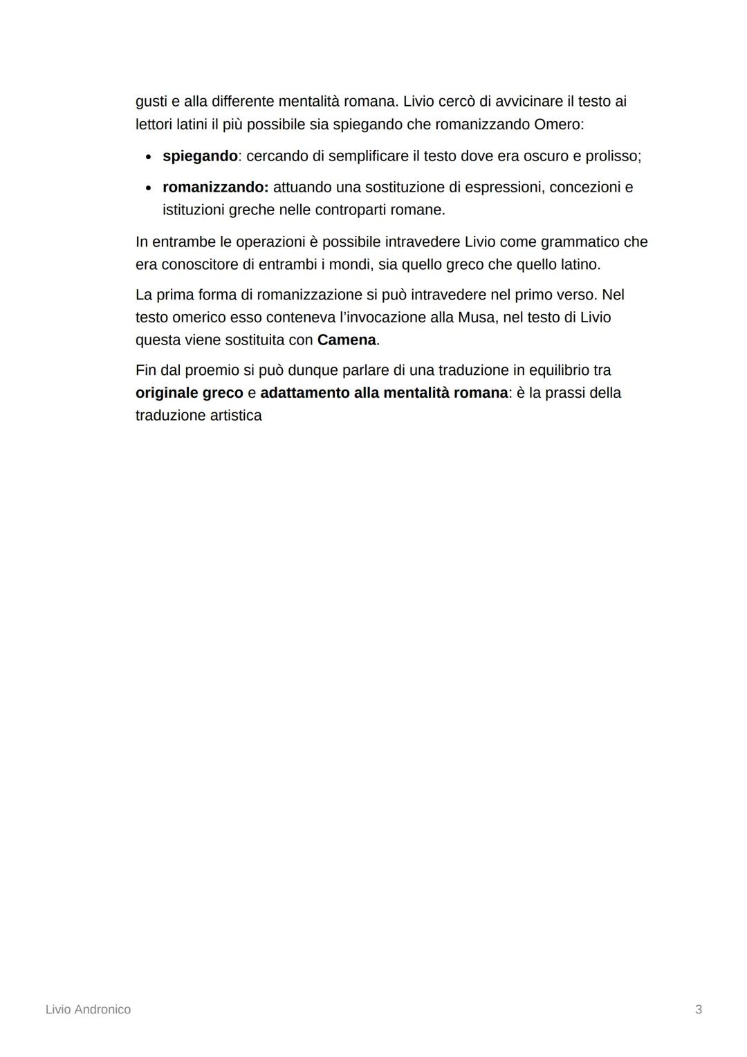 Livio Andronico
▼ La vita
Livio Andronico era originario di Taranto e viene condotto a Roma come schiavo
nel 272 a.C. quando la città venne