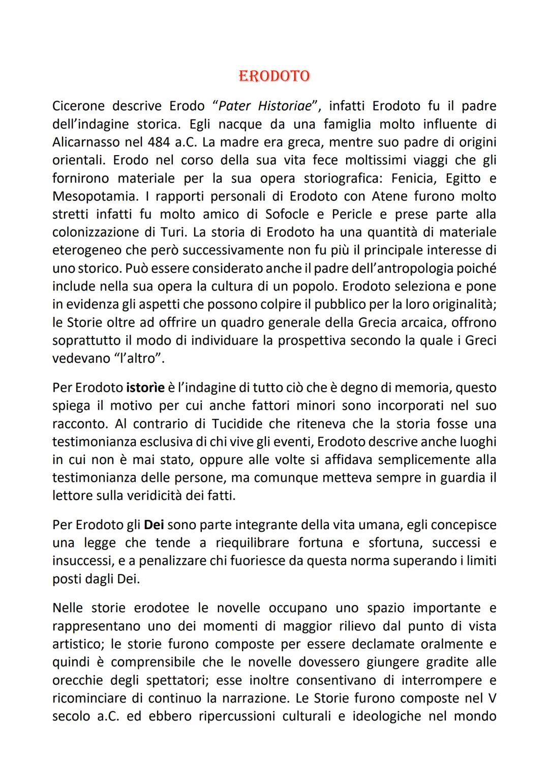 # ERODOTO
Cicerone descrive Erodo "Pater Historiae", infatti Erodoto fu il padre
dell'indagine storica. Egli nacque da una famiglia molto i