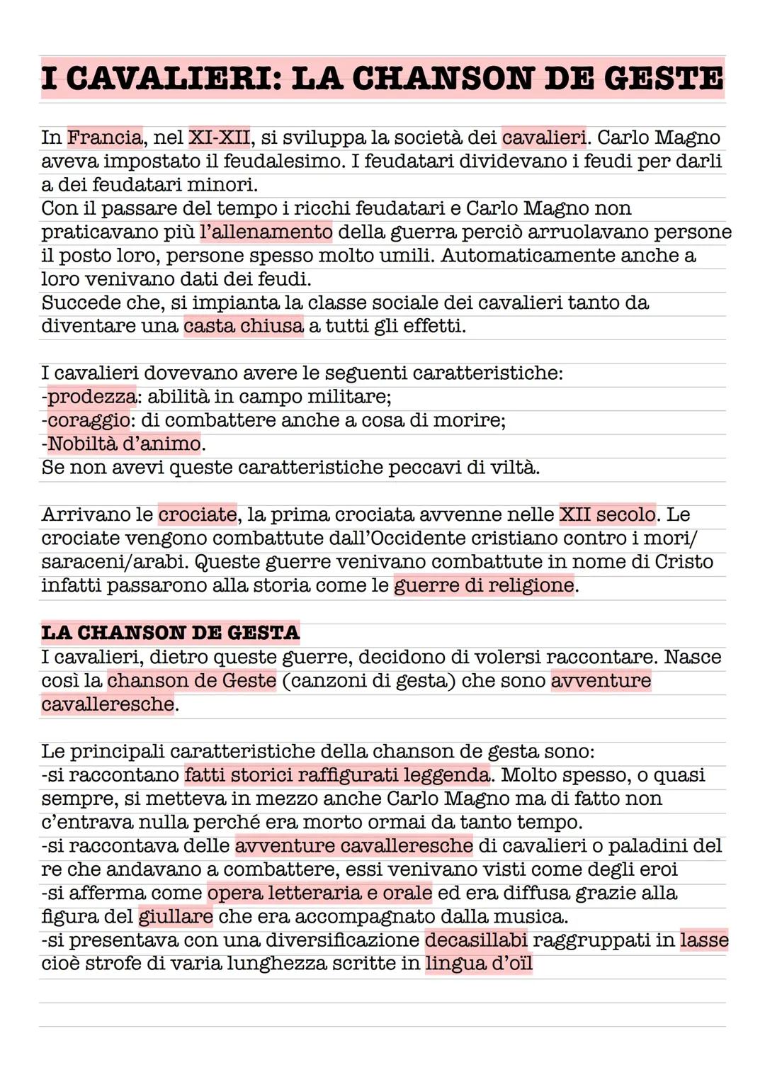 i cavalieri: chanson de geste