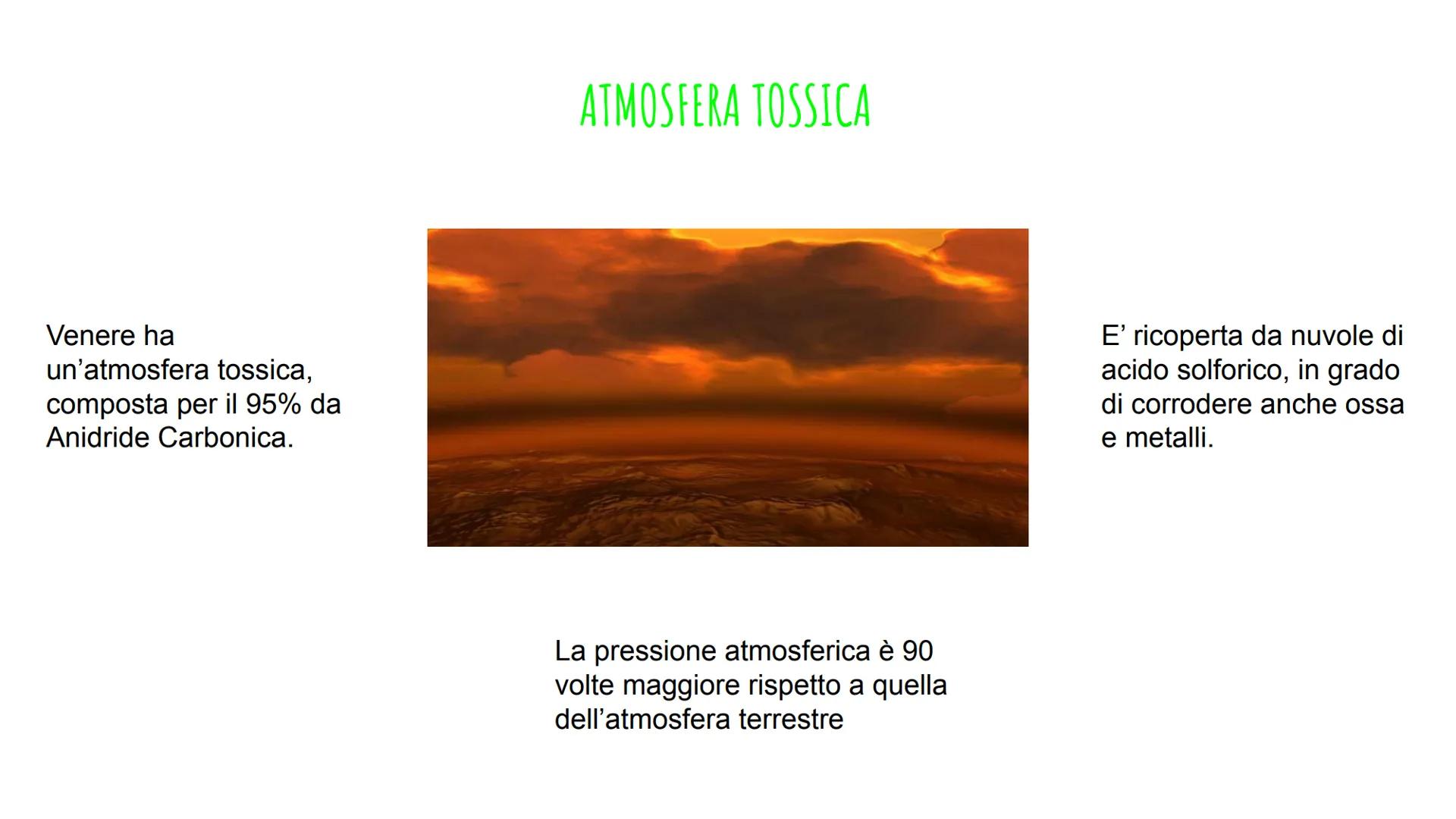 # VENERE
DI SVEVA FISSORE # CARATTERISTICHE PRINCIPALI
Distanza dal
Sole
108.200.000
Km
Posizione
2ยฐ Pianeta.
Dopo Mercurio e
prima de