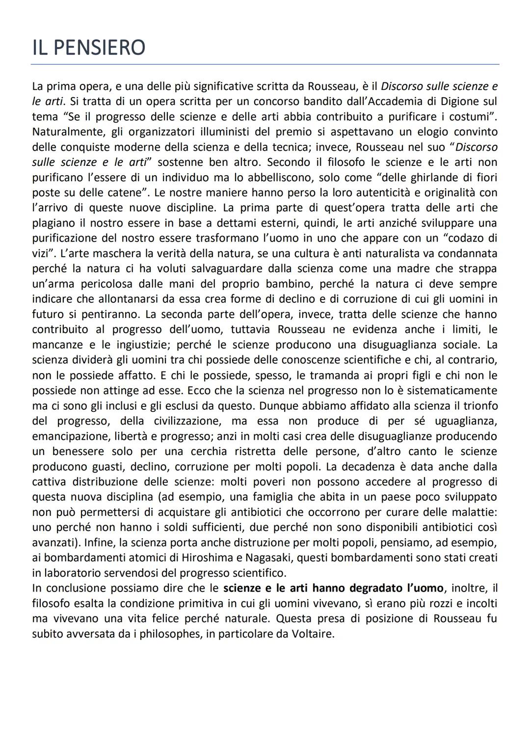 # Jean-Jacques Rousseau
Rousseau condivide l'atteggiamento di critica dei filosofi illuministi ma va oltre il pensiero
del tempo perché con