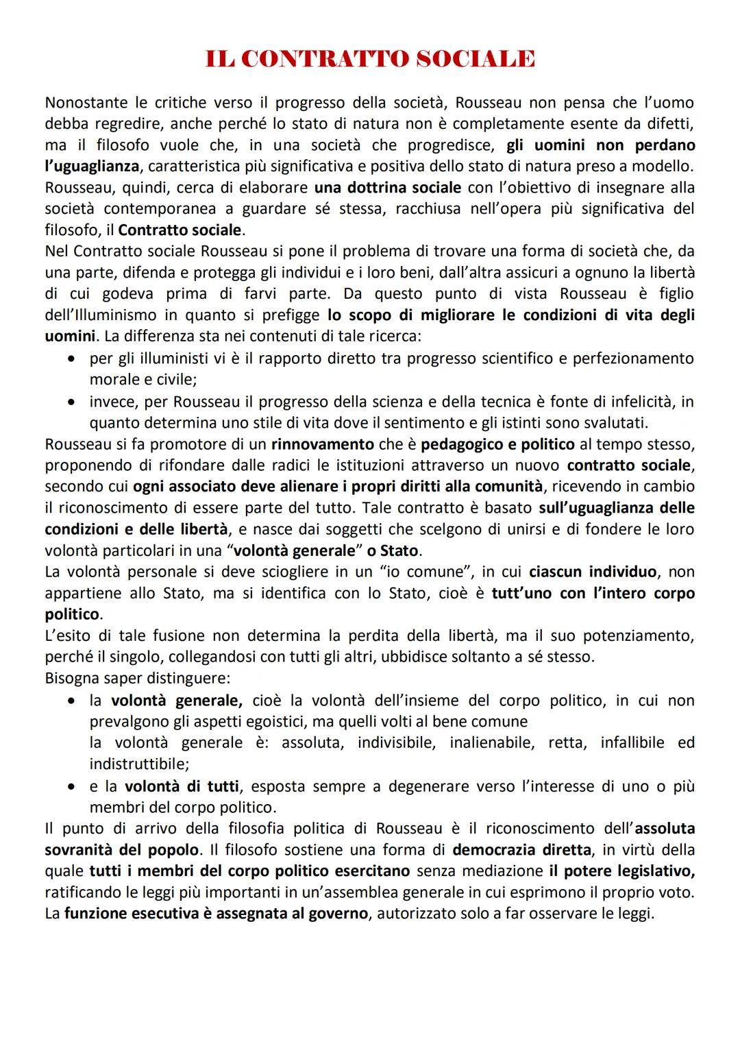 # Jean-Jacques Rousseau
Rousseau condivide l'atteggiamento di critica dei filosofi illuministi ma va oltre il pensiero
del tempo perché con