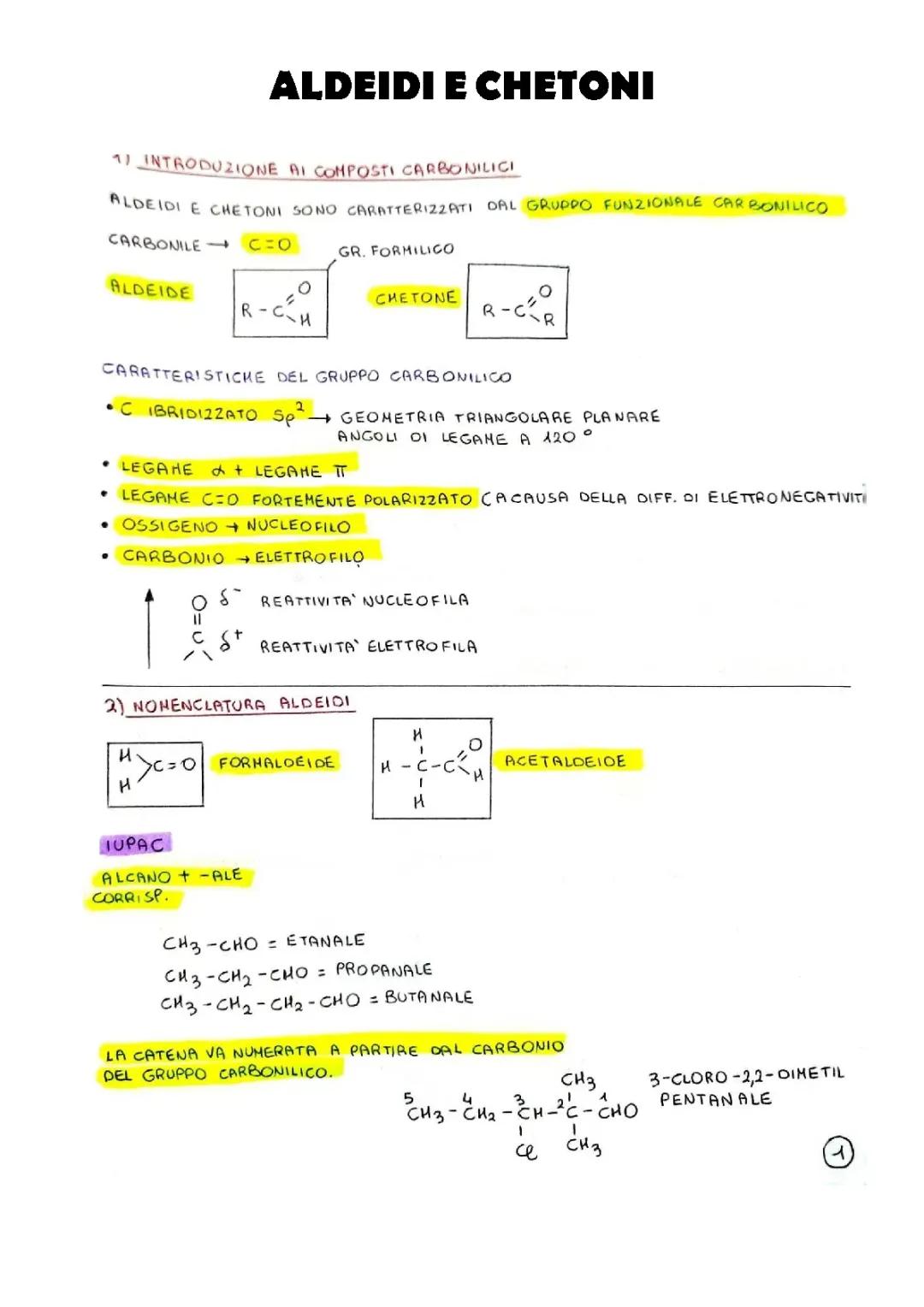 ALDEIDI E CHETONI (SCHEMA COMPLETO)