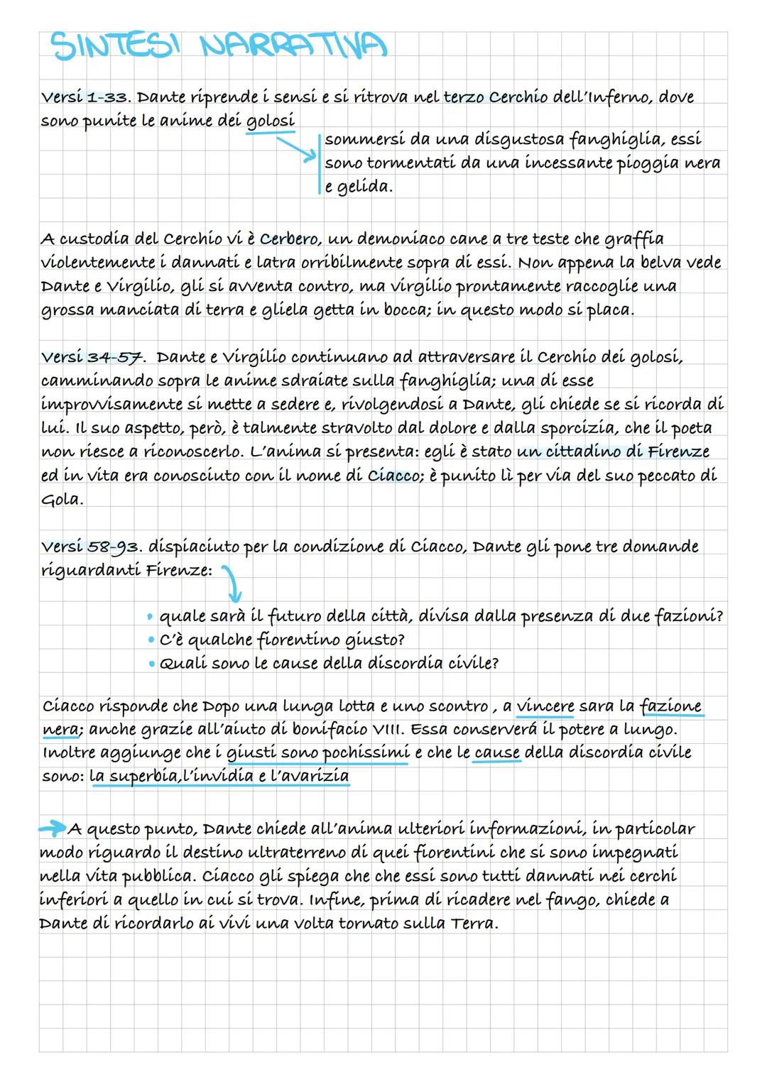 # CANTO VI
Continuando la propria discesa agli inferi, Dante incontra - nel vi Canto
dell'Inferno - il secondo gruppo di dannati: í
i golos