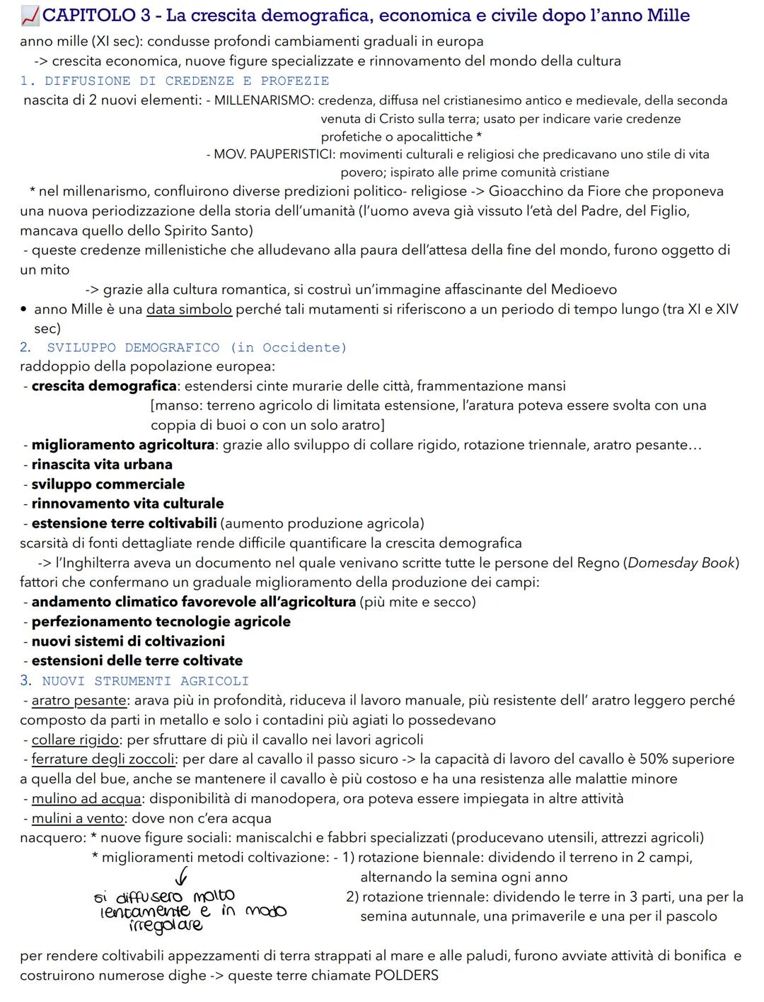 # CAPITOLO 3 - La crescita demografica, economica e civile dopo l'anno Mille
anno mille (XI sec): condusse profondi cambiamenti graduali in