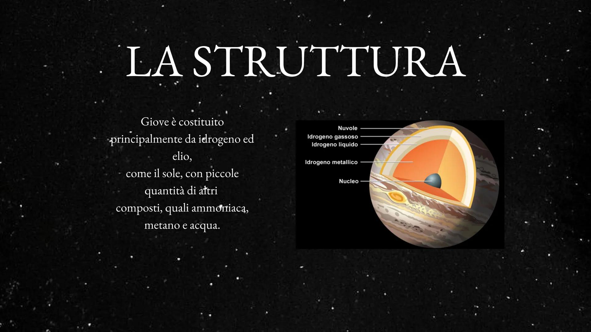 GIOVE raggio equatoriale:71.492 km
massa:318 x massa della terra
densità:1,3 g/cm³
temperatura superficiale:-121°C
distanza dal sole:media 7