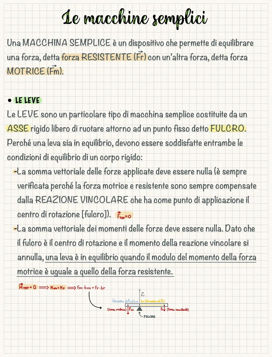 # Le macchine semplici
Una MACCHINA SEMPLICE è un dispositivo che permette di equilibrare
una forza, detta forza RESISTENTE (Fr) con un'alt