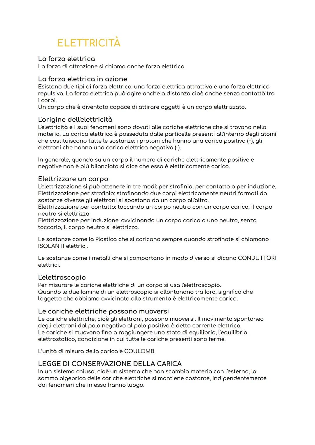 ELETTRICITÀ
La forza elettrica
La forza di attrazione si chiama anche forza elettrica.
La forza elettrica in azione
Esistono due tipi di for