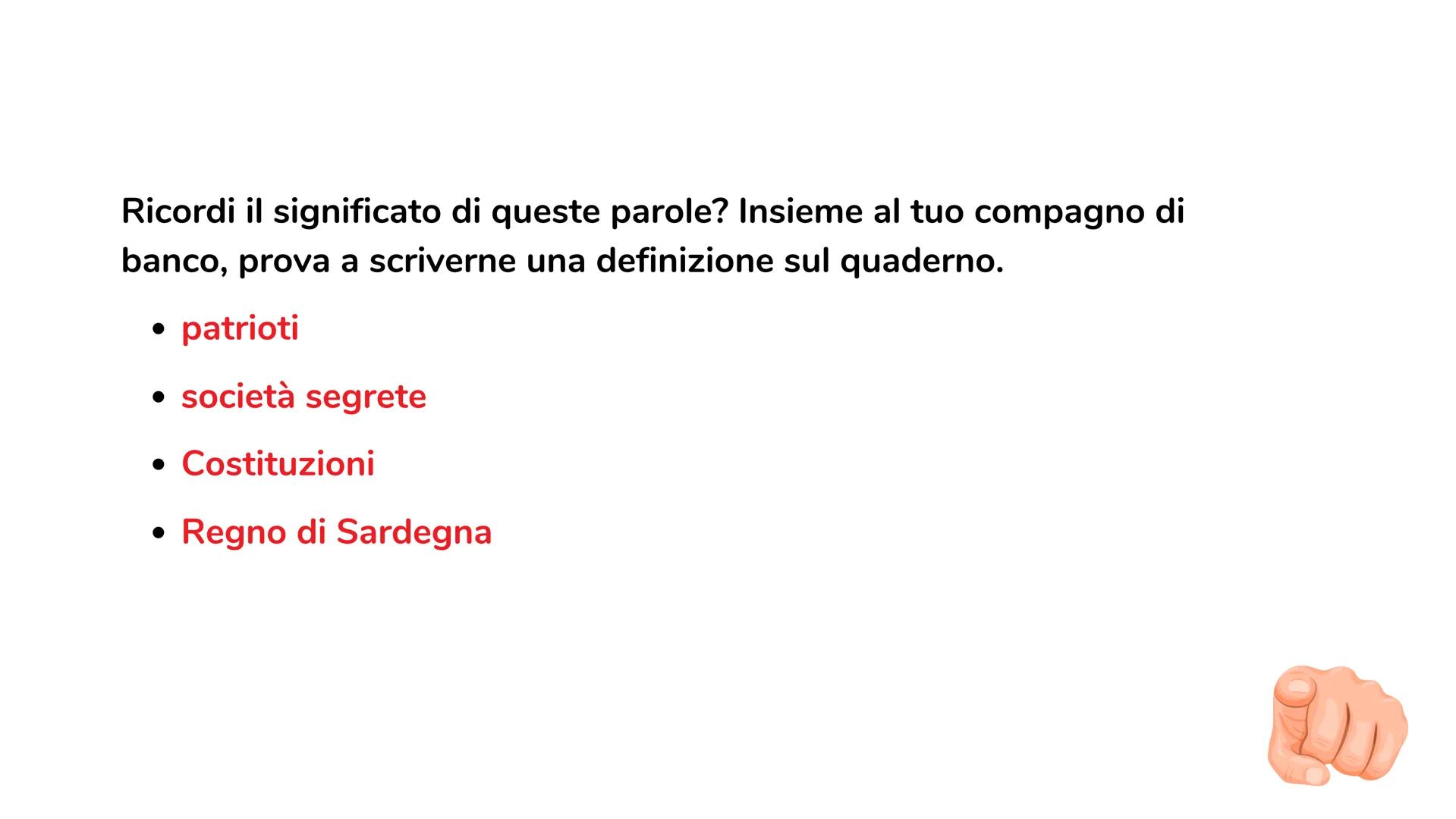 IL
RISORGIMENTO
ITALIANO RISORGERE
=
|| a. La Risorgimento italiano è il periodo storico che va dai moti
carbonari del 1820-21 fino alla pro