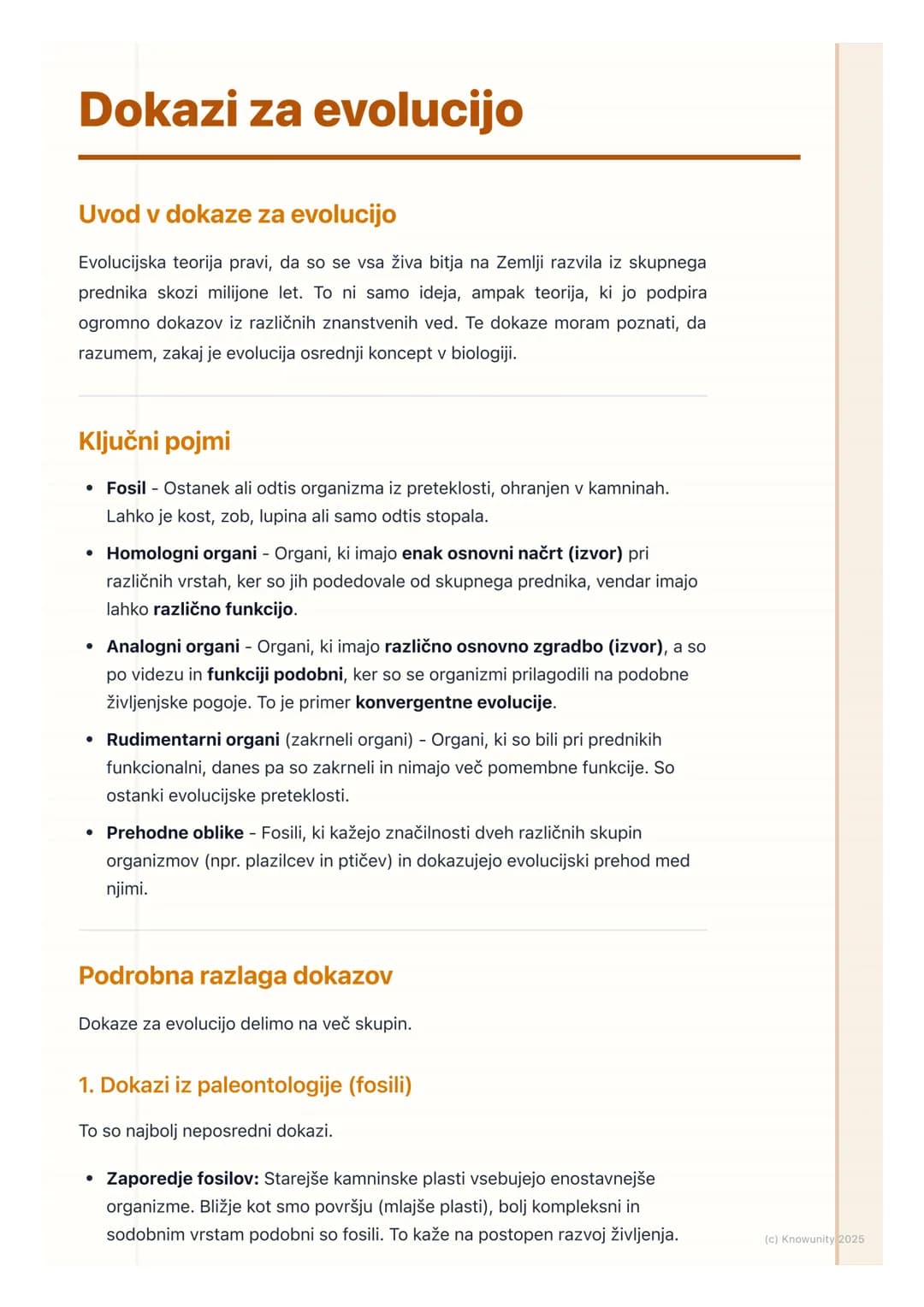 # Dokazi za evolucijo
Uvod v dokaze za evolucijo
Evolucijska teorija pravi, da so se vsa živa bitja na Zemlji razvila iz skupnega
prednika