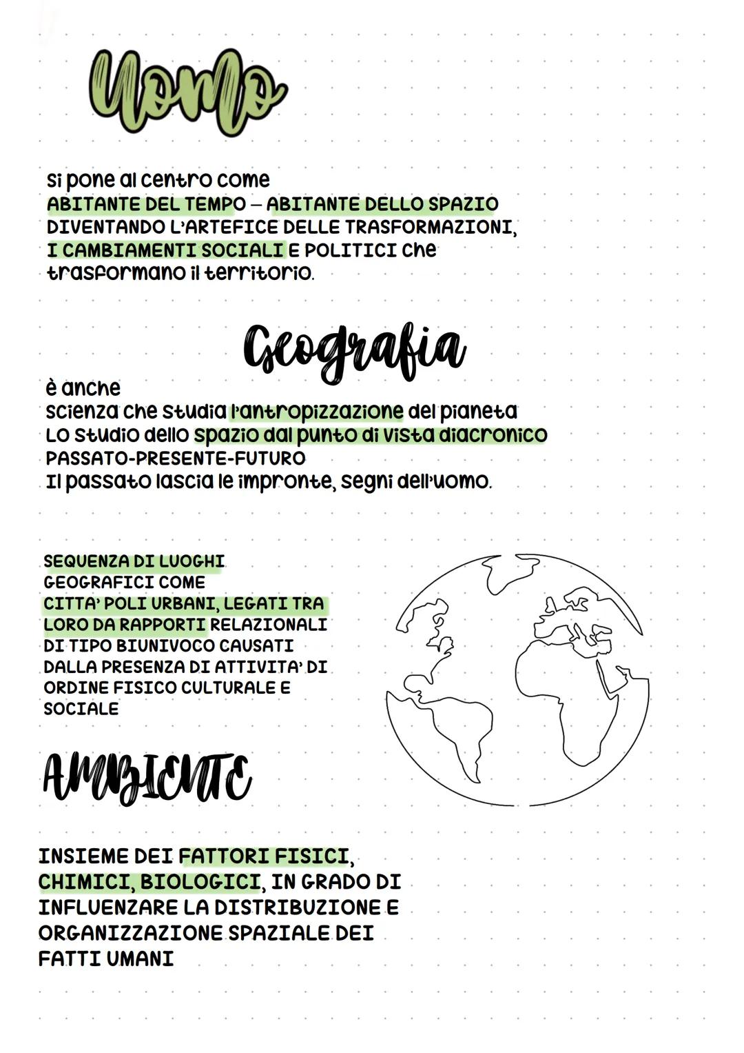 * COS'E LA GEOGRAFIA
* AMBIENTE TERRITORIO
* E PAESAGGIO GLI
* STUMENTI
* PERCHE SI STUDIA
* LA CARTOGRAFIA
# Geografía
SCIENZA CHE DESCRI