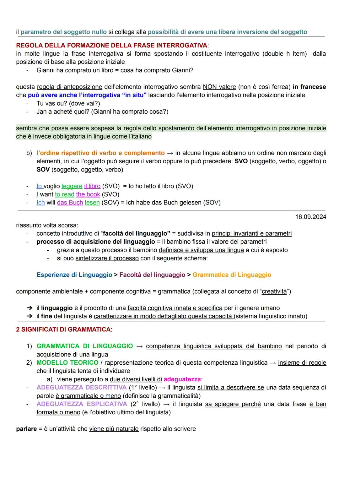 --- OCR Start ---
LINGUISTICA GENERALE 1
09. 09. 2024
LINGUISTICA = disciplina che studia le proprietà del linguaggio umano
Capacità di scin