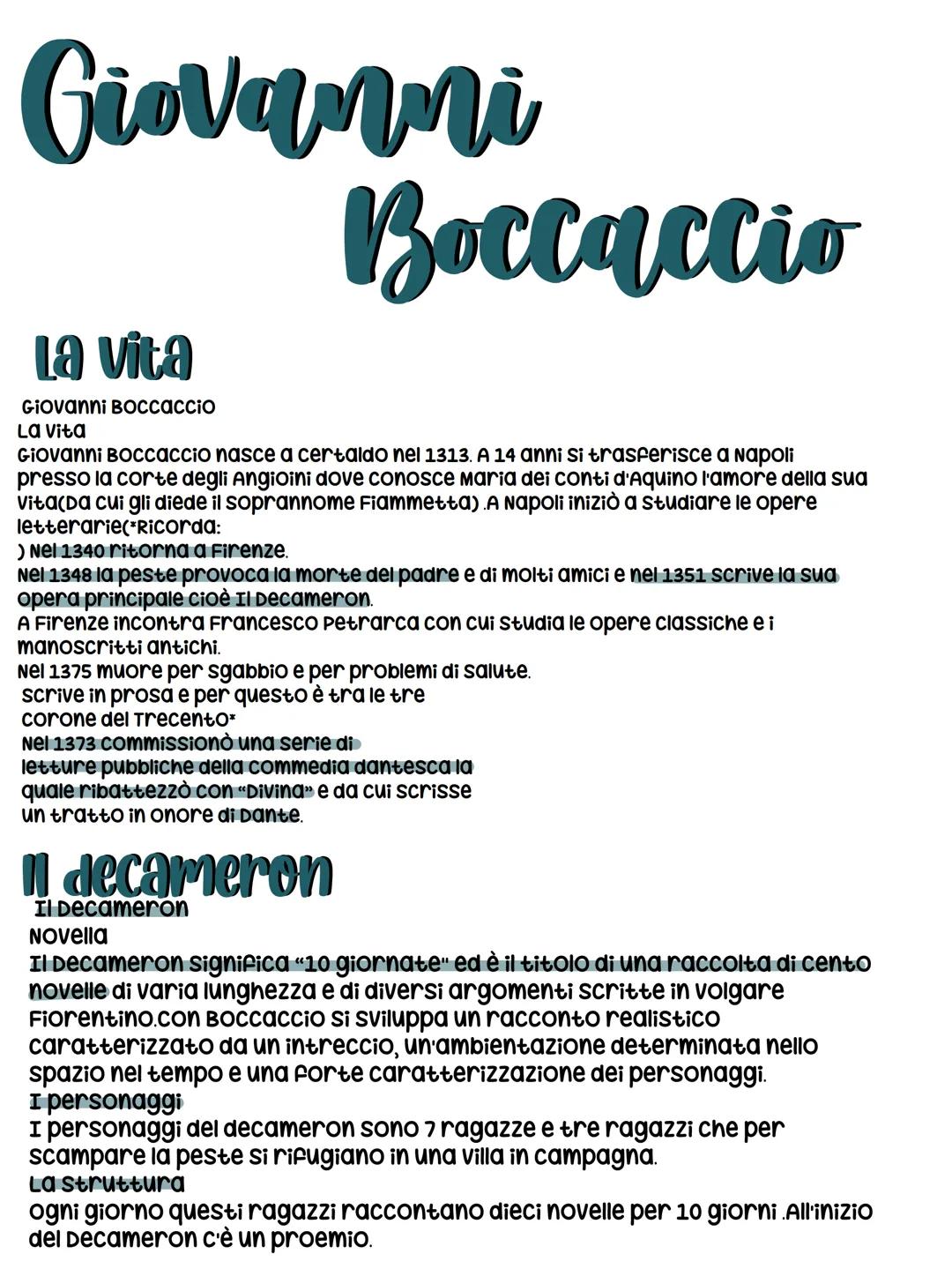 # Giovanni
# Boccaccio
## La vita
Giovanni Boccaccio
La vita
Giovanni BOCcaccio nasce a certaldo nel 1313. A 14 anni si trasferisce a N