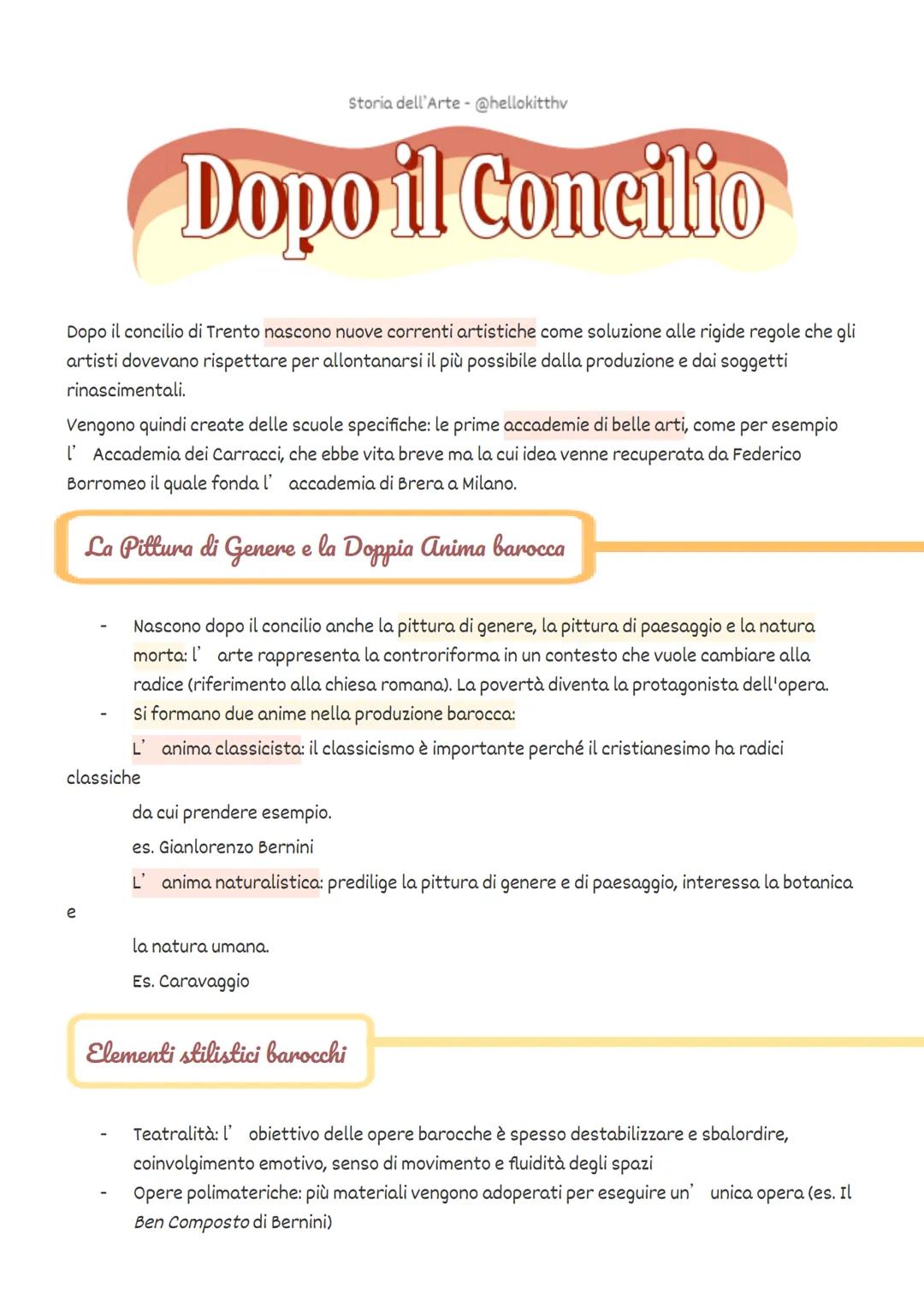 Contesto storico
Storia dell'Arte - @hellokitthv
IL BAROCCO
Il Barocco interessò politicamente e culturalmente l' Italia e l' Europa dagli u