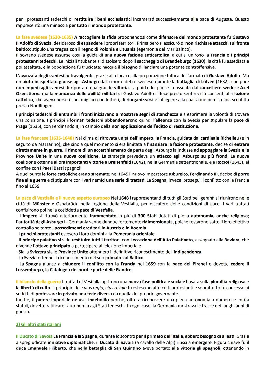 Capitolo 18: la guerra dei Trent'anni e i nuovi assetti europei
1) La guerra dei 30 anni
La Germania cuore di una guerra europea Nella prima