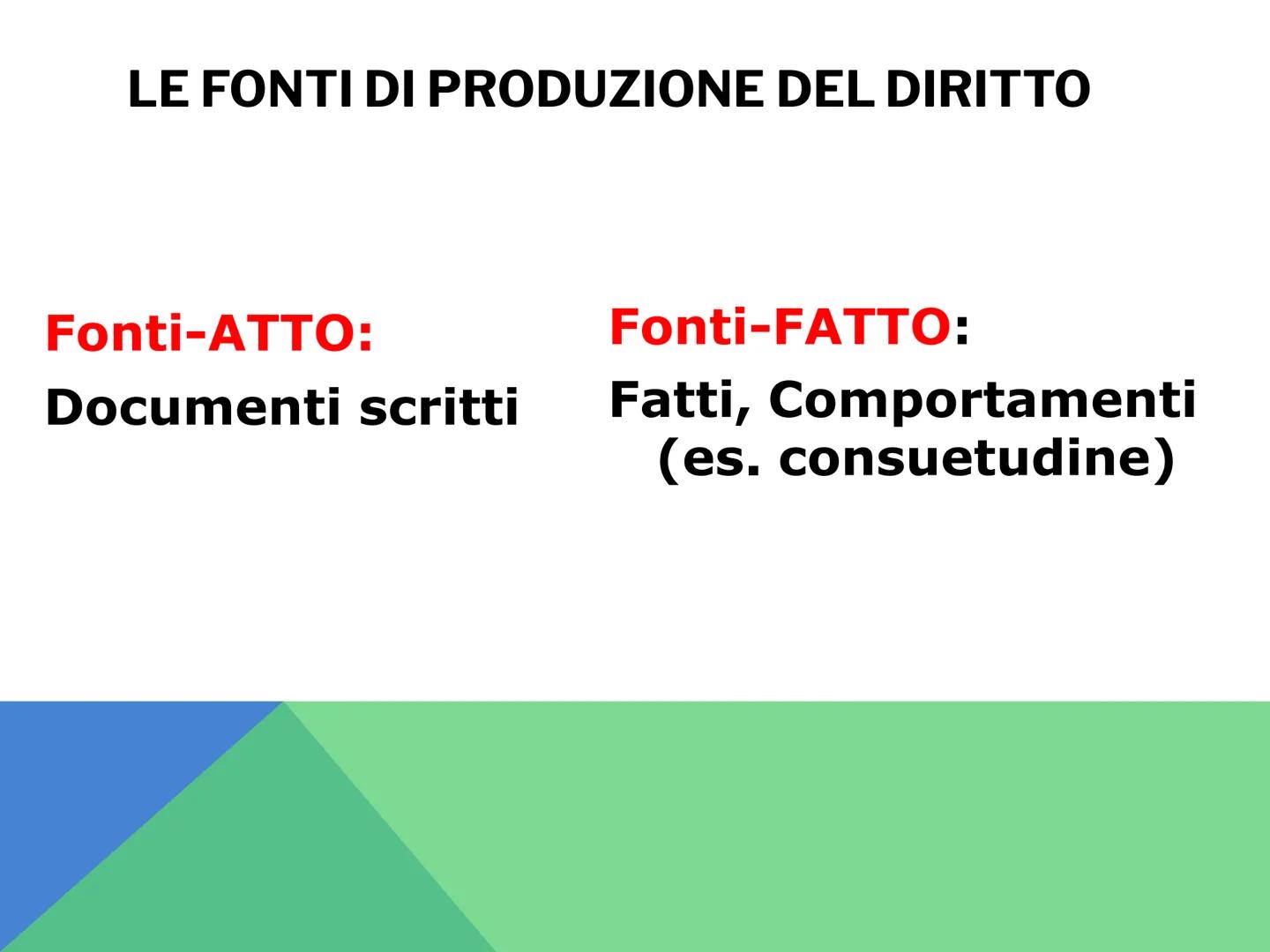 LE FONTI DEL
DIRITTO L'ordinamento giuridico e le fonti del diritto
Il diritto è un ordinamento giuridico: un sistema ordinato in
cui le nor