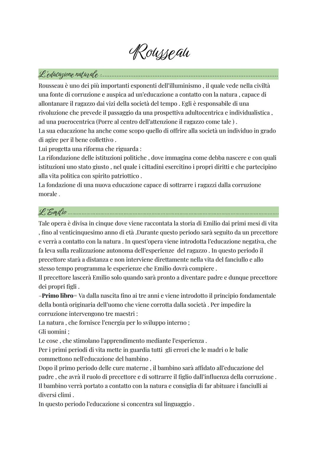 # Rousseau
L'educazione naturale......
Rousseau è uno dei più importanti esponenti dell'illuminismo, il quale vede nella civiltà
una fonte