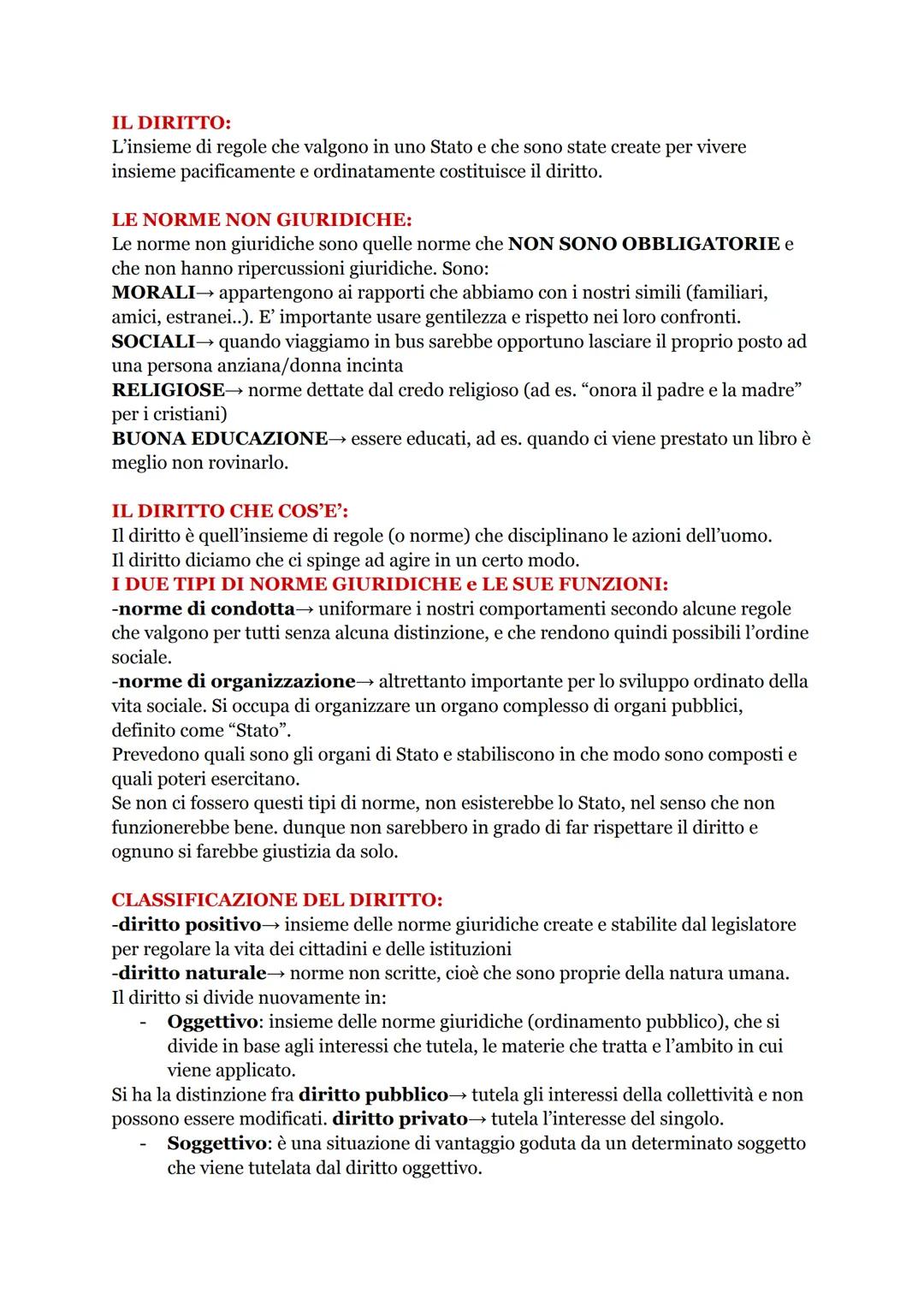IL DIRITTO:
L'insieme di regole che valgono in uno Stato e che sono state create per vivere
insieme pacificamente e ordinatamente costituisc
