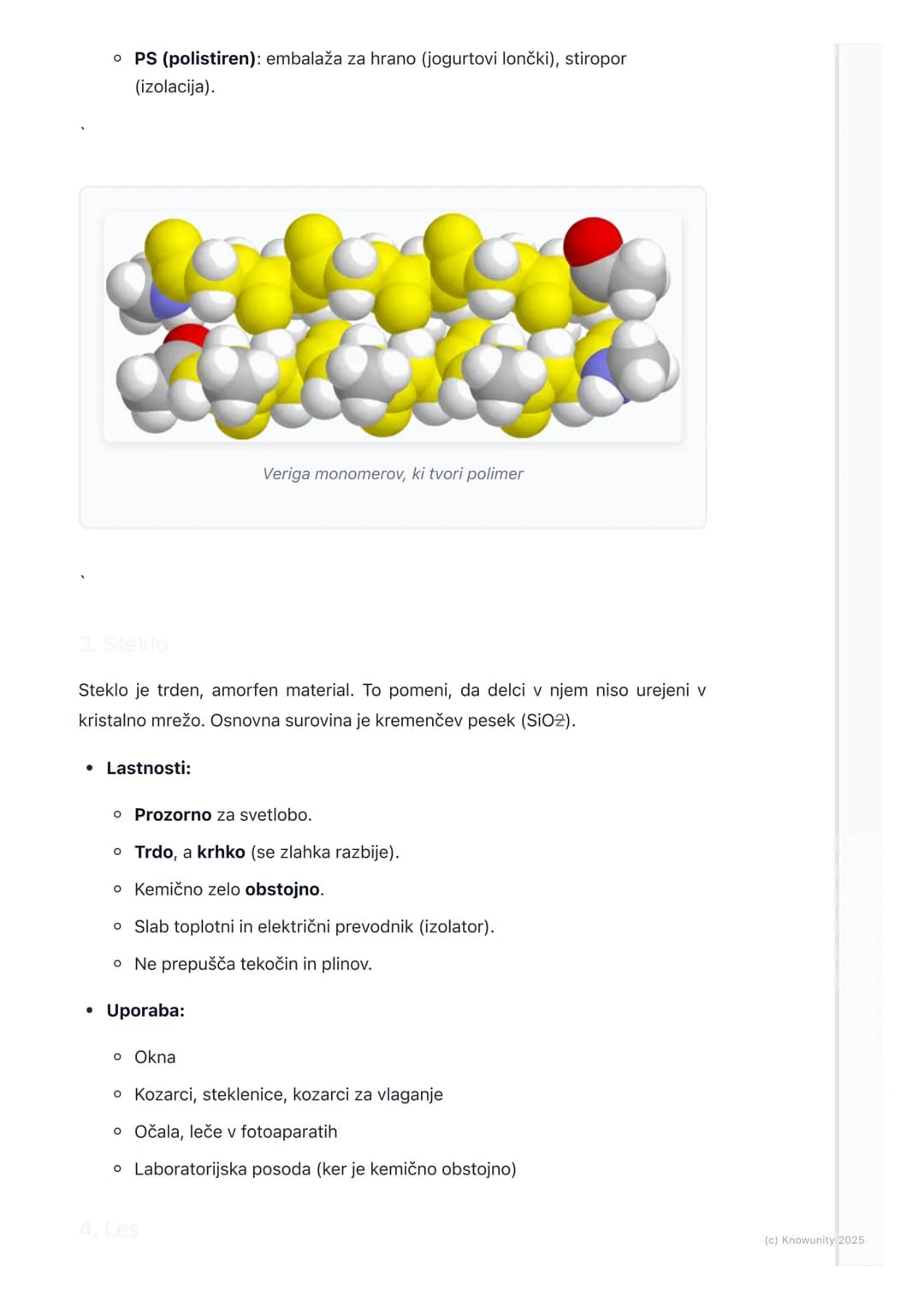 # Materiali okoli nas
Uvod v materiale
Materiali so snovi, iz katerih so narejeni predmeti okoli nas. Vse, od stola, na
katerem sedim, do