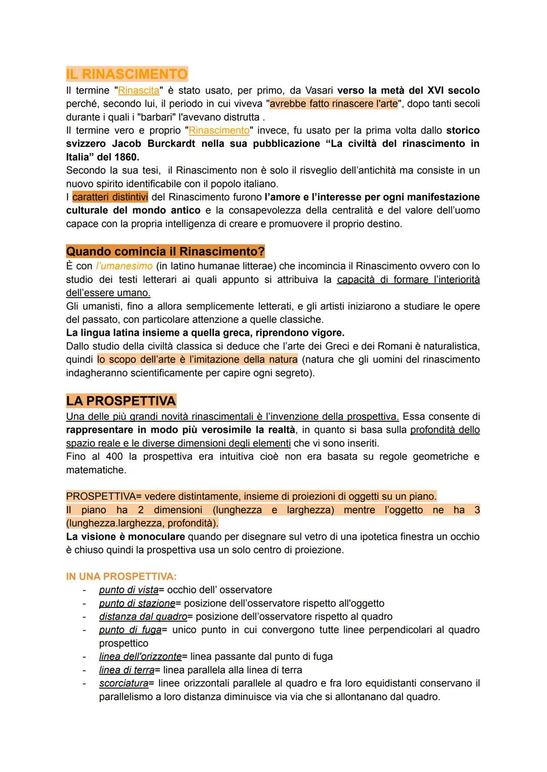 IL RINASCIMENTO
Il termine "Rinascita" è stato usato, per primo, da Vasari verso la metà del XVI secolo
perché, secondo lui, il periodo in c