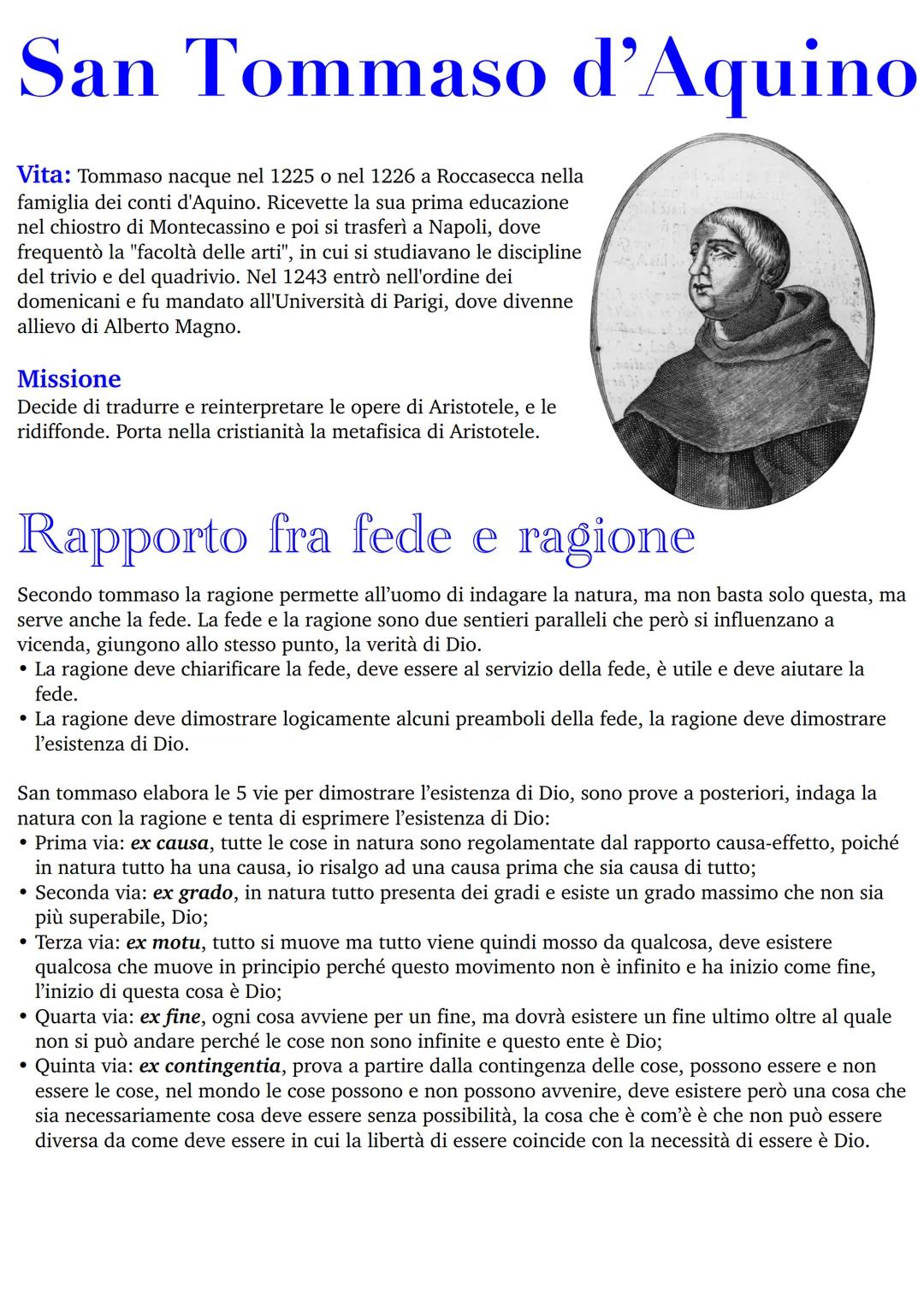 # San Tommaso d'Aquino
Vita: Tommaso nacque nel 1225 o nel 1226 a Roccasecca nella
famiglia dei conti d'Aquino. Ricevette la sua prima educ
