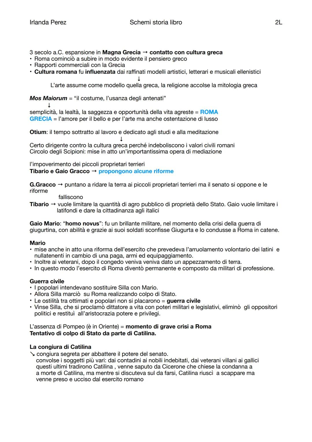 Irlanda Perez
Schemi storia libro
LA CRISI DELLA REPUBBLICA
La crescita di Roma ripercussioni sulla società
2 secolo a.C. → processo di tras