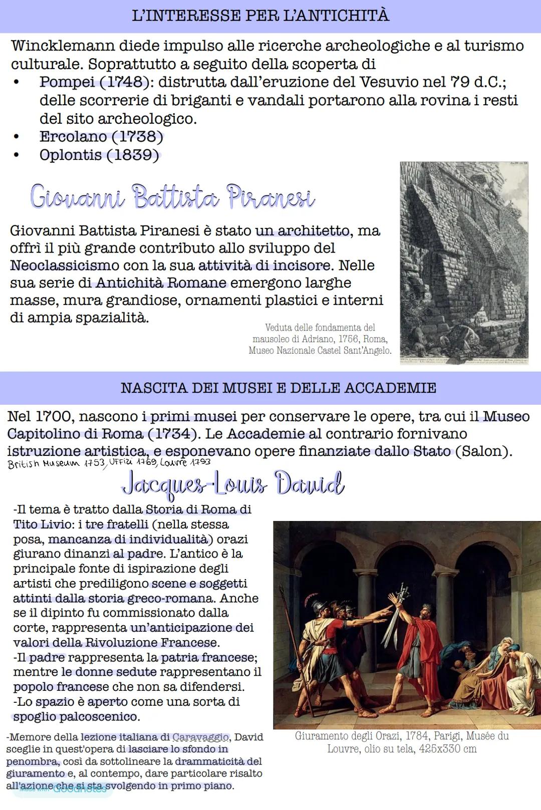# Neoclassicismo
Nella seconda metà del Settecento si afferma una nuova visione
artistica, incentrata sul recupero delle severe forme dell'