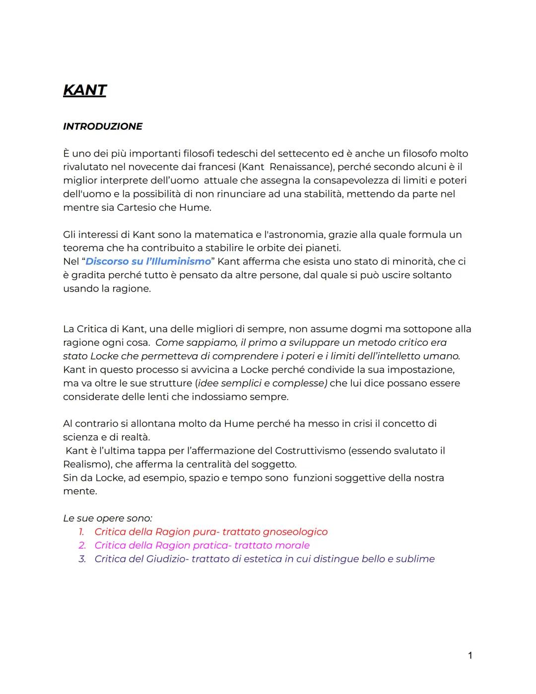 KANT-CRITICA DELLA RAGION PURA
