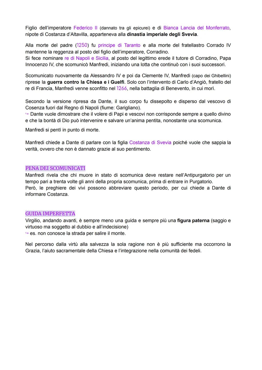 # canto III
Tempo: prime ore del mattino.
Luogo: Antipurgatorio. Tra la spiaggia e il primo balzo.
Colpa: la scomunica.
Pena: contrappas