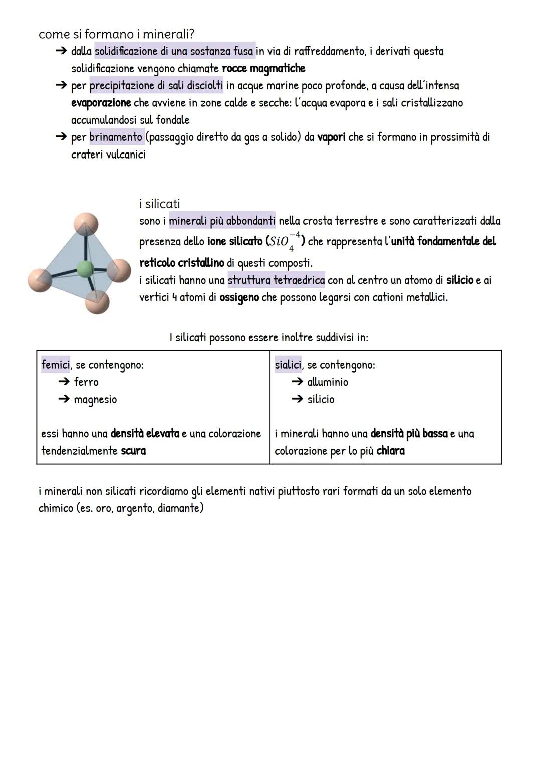 # i minerali
la mineralogia è il settore di studio delle scienze della terra che si occupa della descrizione delle
caratteristiche chimiche
