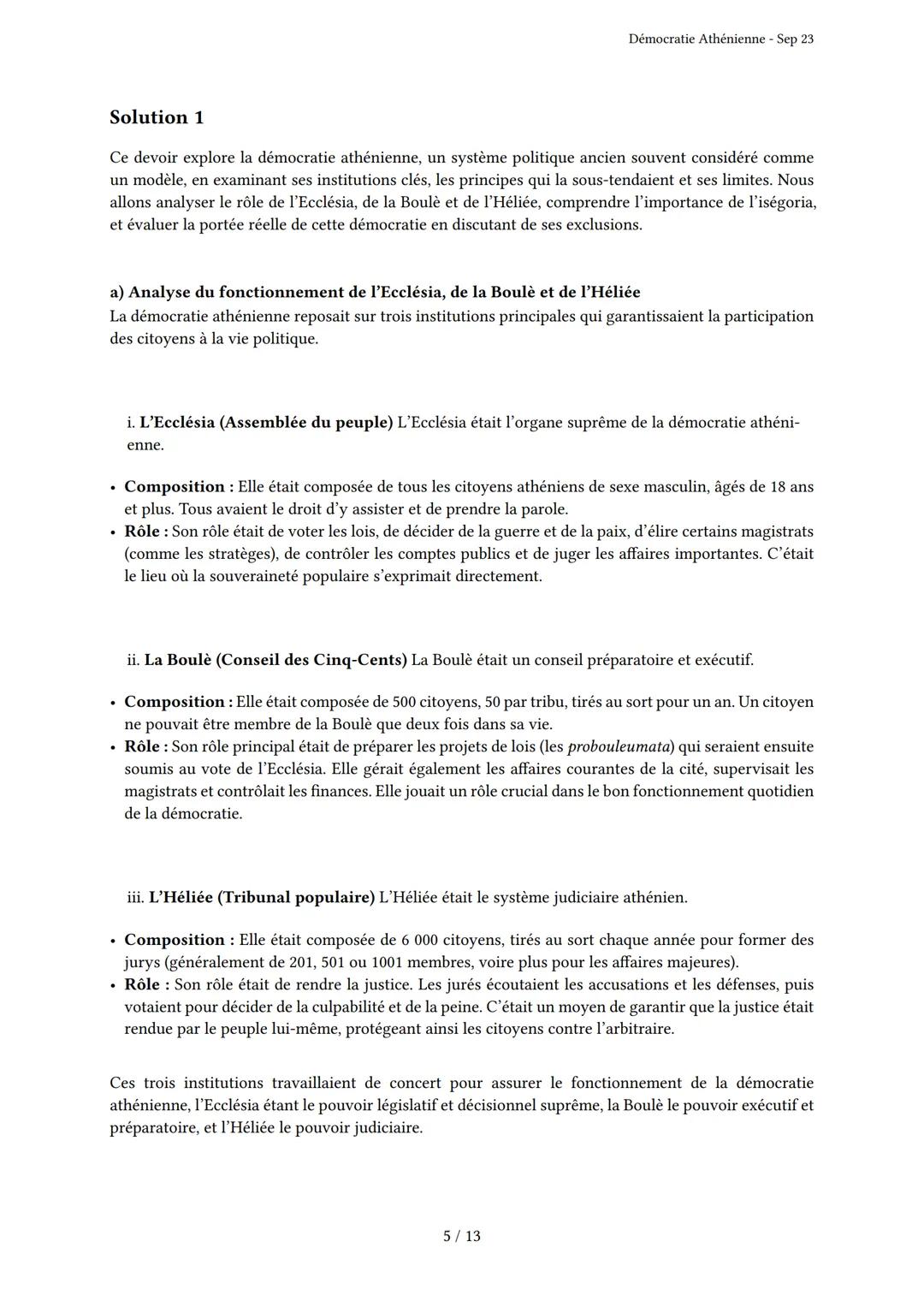 # Démocratie Athénienne
Généré par Knowunity.fr - Sep 23
Description: Cet examen couvre la démocratie athénienne, l'empire maritime et le